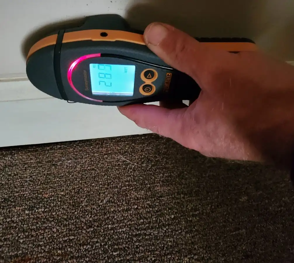 Moisture detection at baseboard during Burst Pipe Cleanup in Spring Lake